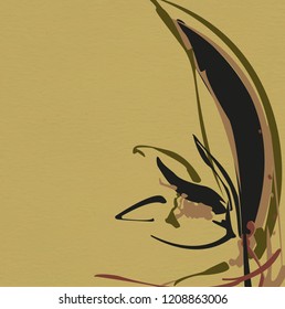 Vector frame with calligraphic drawing of  spices.