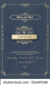 Vector Frame certificate background design template. Vintage frame & border