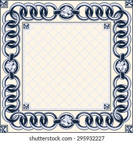 Vector frame with chain links and diamonds