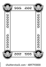 Vector frame with cherub in vintage style. Custom element for design artworks.