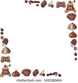 Vector frame of chocolate figures beautiful