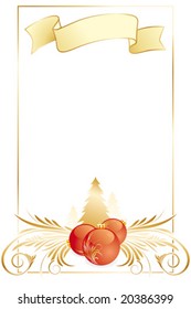 Vector frame with Christmas balls and floral decoration