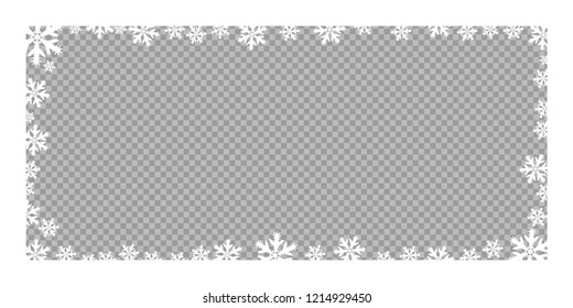 Vector frame Christmas and new year snowflakes. Vector element on a transparent, isolated background.