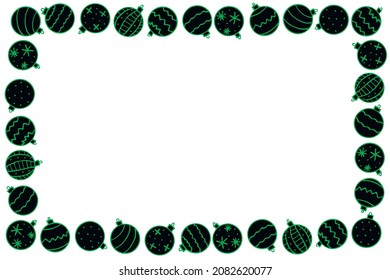 Vector frame of Christmas tree balls . New year Xmas background, border for winter holidays decor, greeting cards, invitations