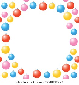 Marco vectorial de las bolas de árbol de Navidad . Antecedentes de Navidad de Año Nuevo, borde para decoración de vacaciones de invierno, tarjetas de felicitación, invitaciones.