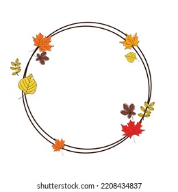 Vector Frame Circle Autumn Leaves Background Pattern