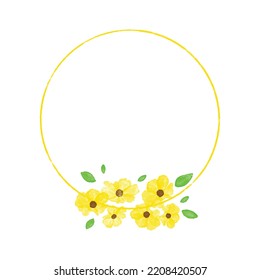 Vector Frame Circle Flowers Watercolor Background Pattern