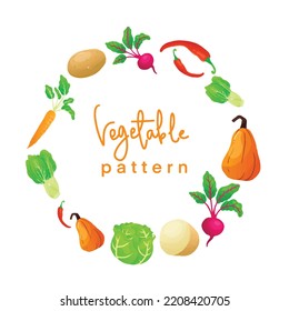 Vector Frame Circle Vegetable Background Pattern