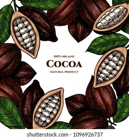 Vector frame with cocoa. Hand drawn. Vintage style
