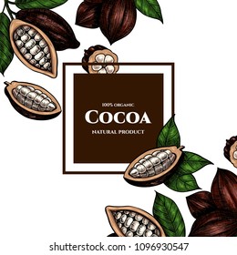 Vector frame with cocoa. Hand drawn. Vintage style
