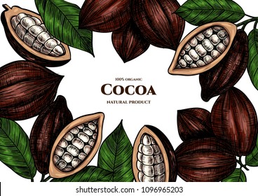 Vector frame with cocoa. Hand drawn. Vintage style