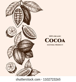 Vector frame with cocoa. Hand drawn. Vintage style