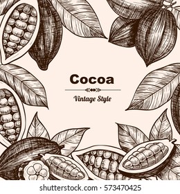 Vector frame with cocoa. Hand drawn. Vintage style