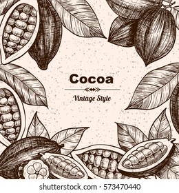 Vector frame with cocoa. Hand drawn. Vintage style
