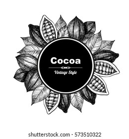 Vector frame with cocoa. Hand drawn. Vintage style