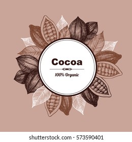 Vector frame with cocoa. Hand drawn. Vintage style