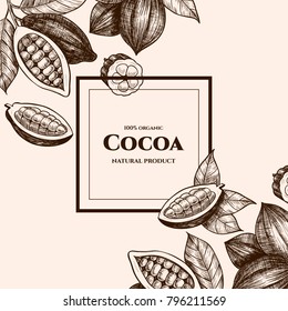Vector frame with cocoa. Hand drawn. Vintage style