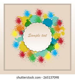 Vector frame of color paint spray for design, place for text