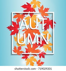 vector frame with colored autumn leaves