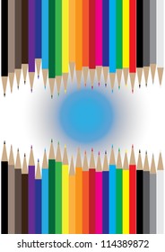 vector frame of colored pencils