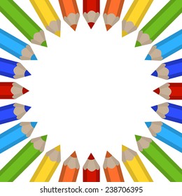 vector frame of colored pencils