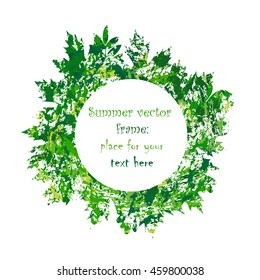 vector frame with colored summer leaves in grunge style