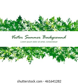 vector frame with colored summer leaves in grunge style