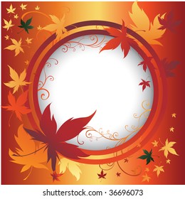 Vector frame with colorful Autumn Leafs. Thanksgiving  (From my "Floral collection")