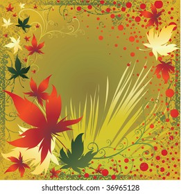 Vector frame with colorful Autumn Leafs. Thanksgiving (From my "Floral collection")