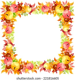 Vector frame with colorful autumn leaves. 