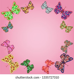 Vector frame with colorful butterflies.
