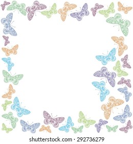 Vector frame with colorful butterflies