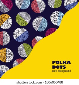 Vector frame with colorful decorative polka dots.Trendy style with copy space for text  design templates for social media stories,wallpapers,banners,posters.