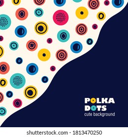 Vector frame with colorful decorative polka dots.
