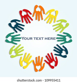 vector frame from colorful hands