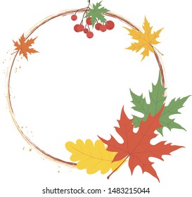 
Vector frame with colorful leaves. 