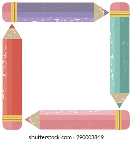 Vector frame of colorful pencils. School supplies image