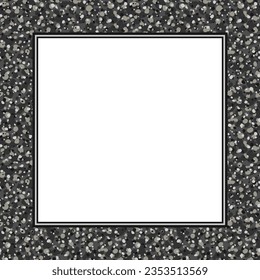 Vector frame with copy space. Abstract gray marble stone texture background. White paper sheet in square frame.