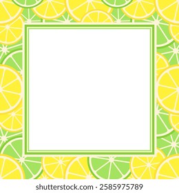 Vector frame with copy space. Slices of lemon and lime laying on each other.