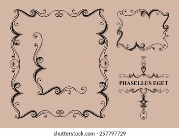 Vector frame and corners. Calligraphic design 