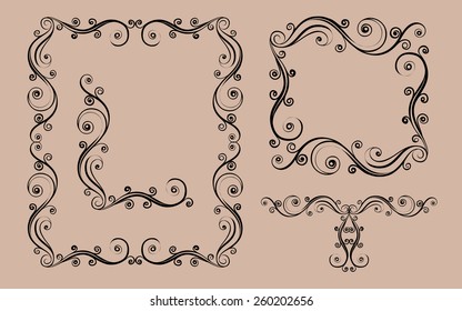 Vector frame and corners. Calligraphic design