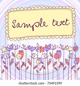 vector  frame with cute doodle flowers