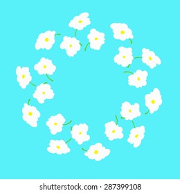 Vector frame with daisies on a blue background for your design