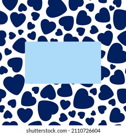 Vector Frame With Dark Blue Heart On White Background.