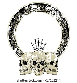vector frame with death's heads in crown