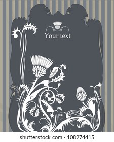 vector frame decorated with thistle plant in vintage style