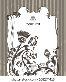 vector frame decorated with thistle plant in vintage style