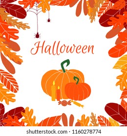 Vector frame dedicated to the autumn holidays: halloween. Doodle design, Template for greeting cards, flyer, banner etc
