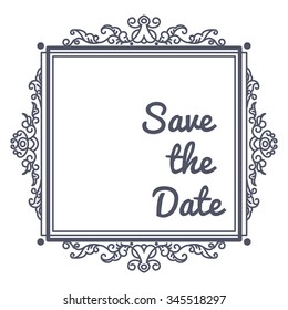 Vector frame design element and page decoration. In the hand drawn style. Premium quality, warranty, Baroque and Classical label