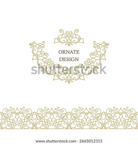 Vector frame for design template. Golden floral borders. Ornate decor for save the date, birthday, greeting card, wedding invitation, leaflet, poster, certificate, thank you message.
